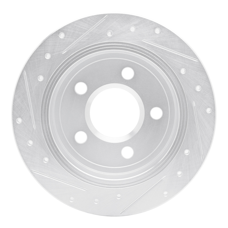 Buick Regal Brake Rotor (1) - Rear Right - R1 Concepts - Drilled & Slotted - Silver - `97-`05
